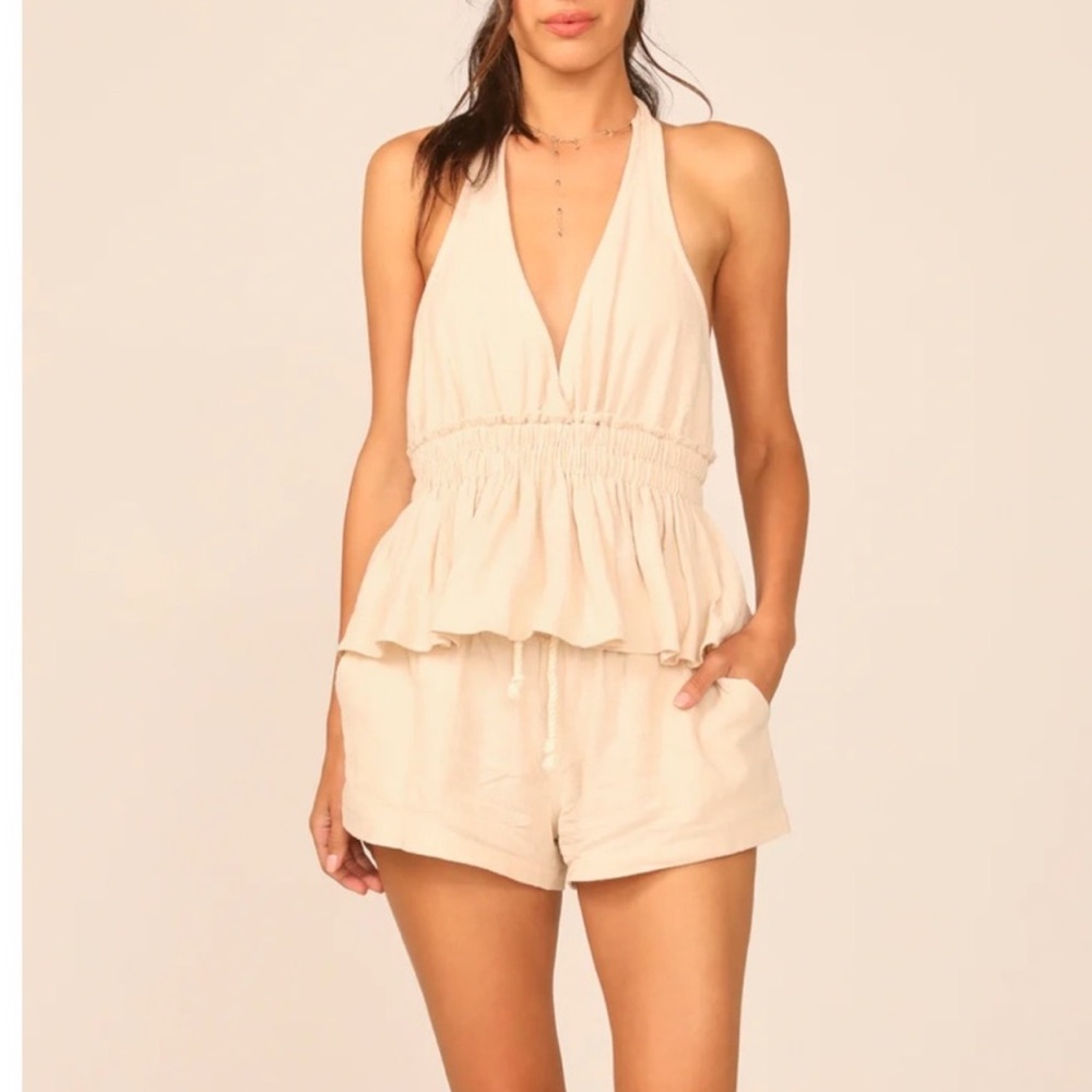 Ocean Drive white Ruffled Halter Top